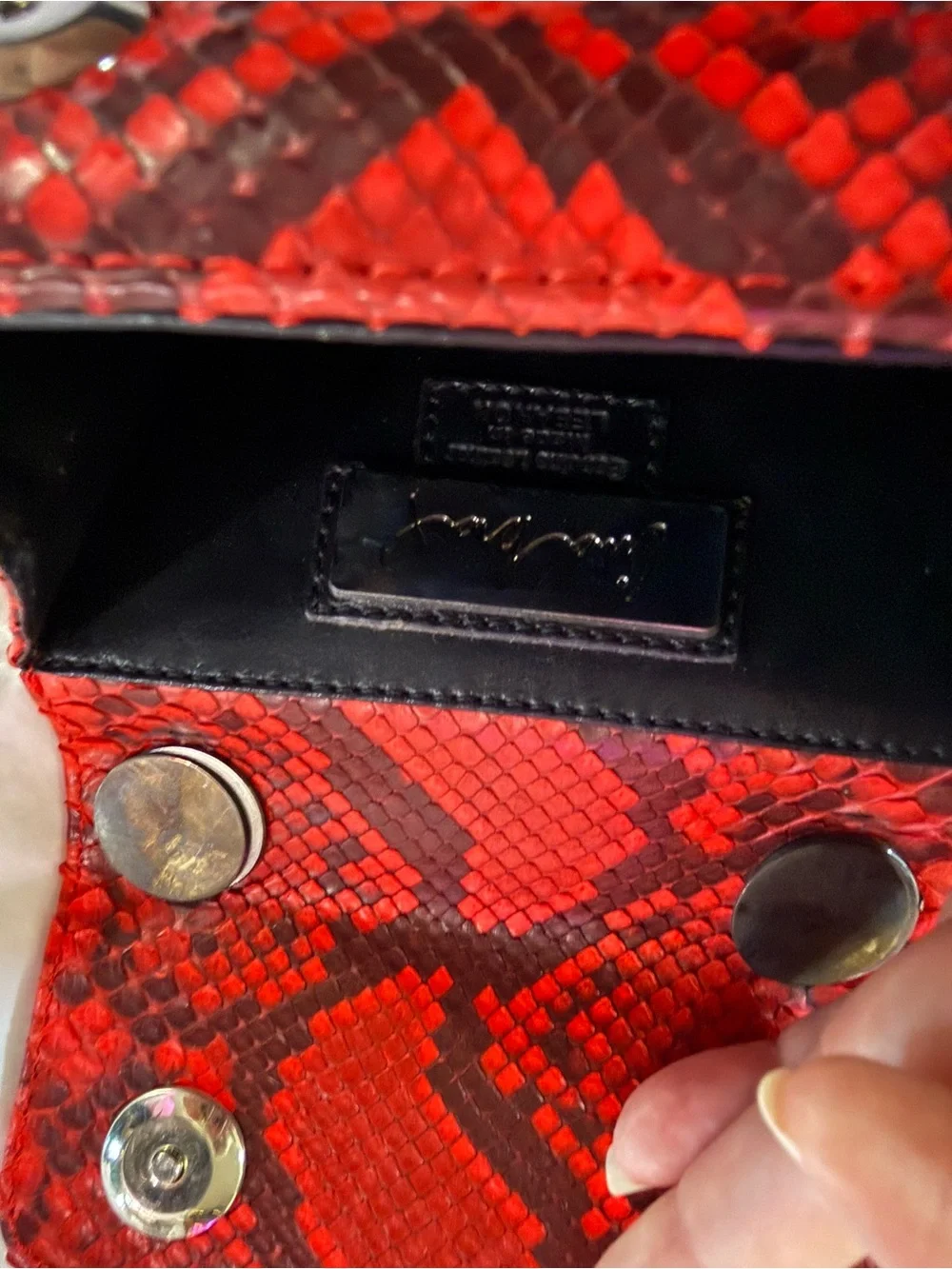 Lina Bora red python crossbody bag